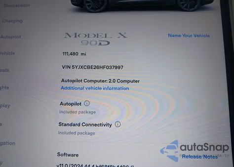 2017 Tesla Model X 100D/75D/90D from USA, damaged, VIN 5YJXCBE26HF037997